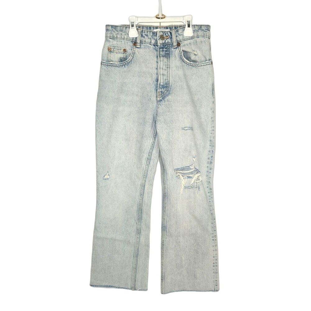 Zara High-Rise Wide Leg Jeans | Women's Size 2 | Light Wash Ankle Crop